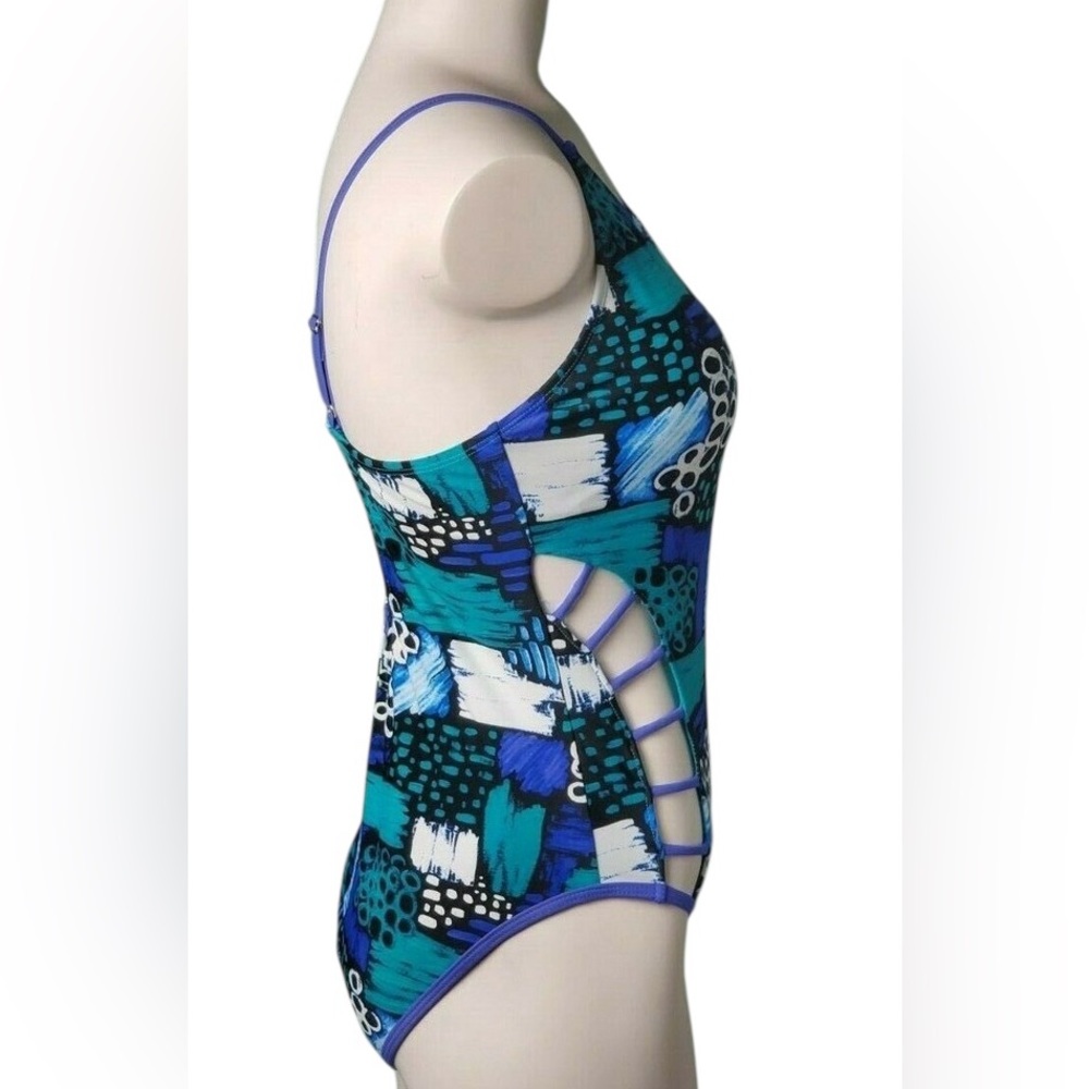 BLEU ROD BEATTIE plus size 14 geometric shape pattern one piece swimsuit NWT - Picture 2 of 8